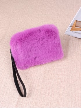 Rectangular Plush Purse W/ Strap